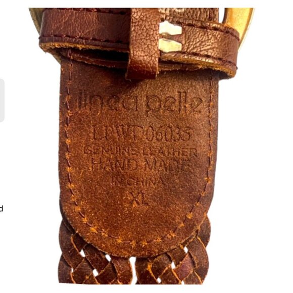 LINEA PELLE Women's XL Braided Woven Leather O-Ring Belt 47" Boho Adjustable Plu - Picture 5 of 5